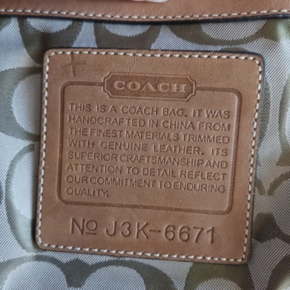 Vintage / Rare Coach Nylon Beige Handbag White Leather Handle Shoulder Bag - Picture 9 of 14